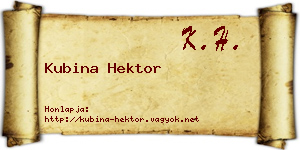 Kubina Hektor névjegykártya